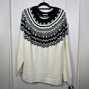 Christopher & Banks Fair Isle Nordic Chunky Knit Sweater 1X NWT